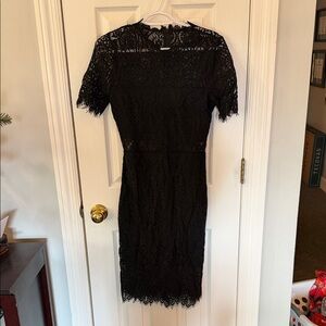 Lulu's Black Lace Midi Sheath Dress